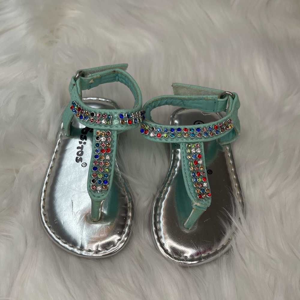 Baby’s Sparkling Silver and Blue Sandals